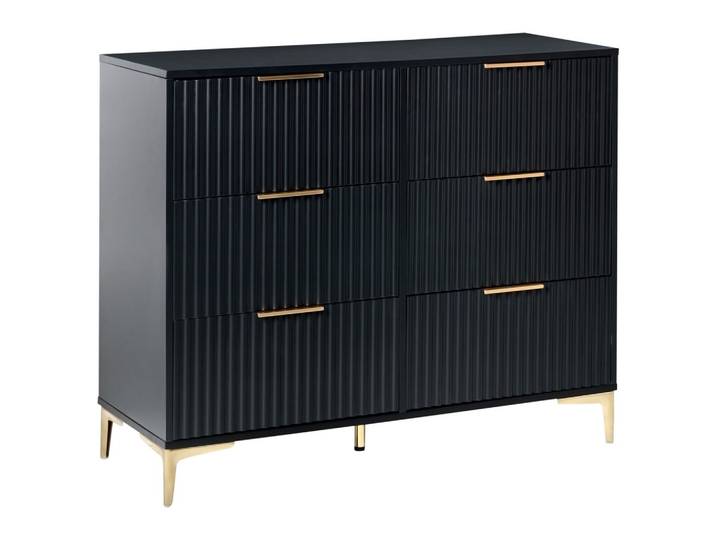 KOMMODE mit 6 Schubladen Schwarz Walcott
