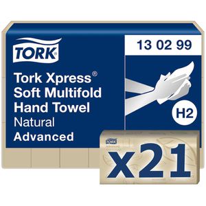 Tork Papierhandtücher Xpress Advanced Soft 130299, H2, 2-lagig, Interfold-Falz, natur, Recyclingpapier, 21 x 24cm, 3780 Stück