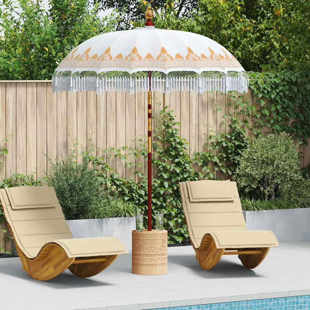 Maison Exclusive - Balinesischer Sonnenschirm mit Sockel Creme Ø 180-190 cm