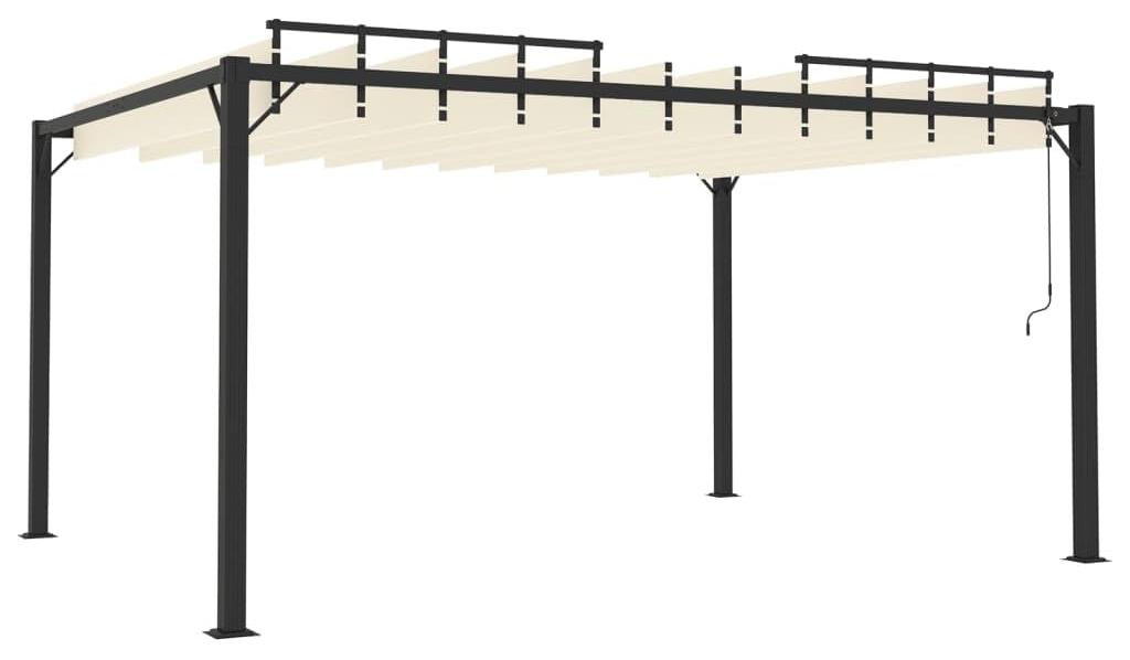 Aluminium-Pergola - Verstellbares Lamellendach - 3 x 4 Meter - Polyesterstoff, Farbe Creme