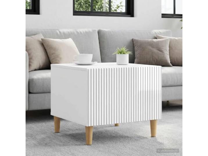 pokgdf Couchtisch Hochglanz Weiß 49 x 50 x 40 cm Holzwerkstoff Großes Fach, Regal, leicht zu reinigen, kompaktes Design, vielseitig einsetzbar
