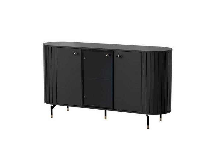 Selsey Sideboard ZANTE, Wohnzimmerschrank, Anrichte mit Riffelfronten und Metallbeinen