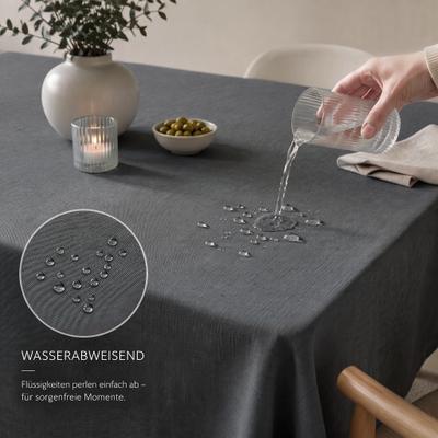 Tischdecke OTTO HOME "Josée, wasserabweisend, in eckig & rund", grau (anthrazit), B:180cm L:135cm, Polyester, Tischdecken, Tischdecke, strukturiert, Leinenoptik, uni,wasserabweisend, pflegeleicht, Deko