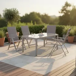Gartenmöbel Set 5-tlg. Taviano Metall/Glas/Textil