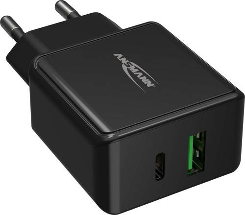 Ansmann HomeCharger HC218PD USB Ladegerät 18 W 1x USB-A, 1x USB-C USB PD Schwarz Innenbereich