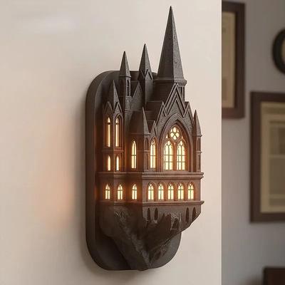 Uplift Picks Nordic Castle LED Wall Lamp Vintage Ambient Sconce brown (a)