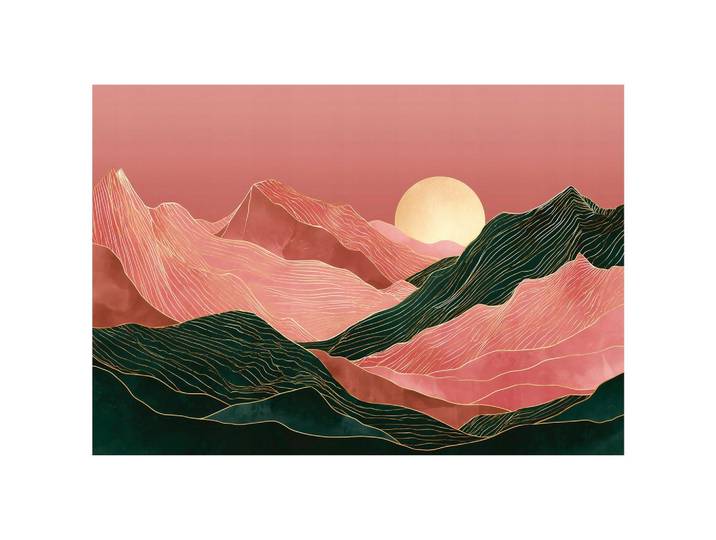FOTOTAPETE Gebirge Art Deco Rosa 300x210 cm