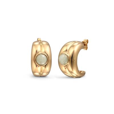Paar Ohrstecker HAZE & GLORY "Ohrringe Ohrstecker Jade Grün 925 Sterling Silber vergoldet" Gr. 19, gold, Ohrringe, Damen, 19, Silber 925 (Sterlingsilber)