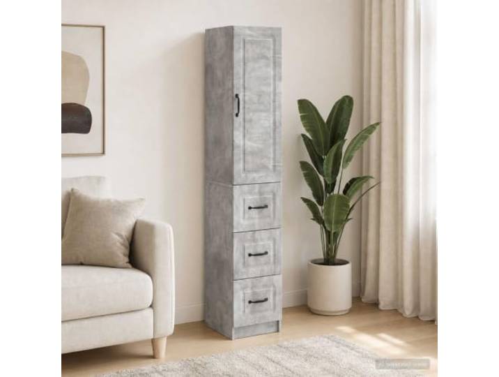 KGHFDVB Sideboard Set 2 STK. 33 x 34,5 x 87 cm Betongrau Mit LED-Beleuchtung, Schubladen Und Offenen Regalen, Für Wohnzimmer, Büro Und Schlafzimmer