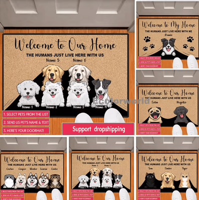 Inspire Curations Personalized Cartoon Pet Doormat Custom Dog & Cat Welcome Home Rug 50cmx80cm