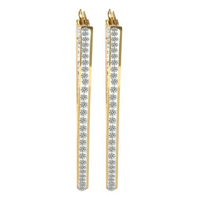 Paar Creolen ADELIA´S "Ohrringe – Creole aus Edelstahl mit Strass Steinchen", Damen, Gr. Damen, Edelstahl, gold, Ohrringe, Ideal zum Verschenken – schlicht und stilvoll