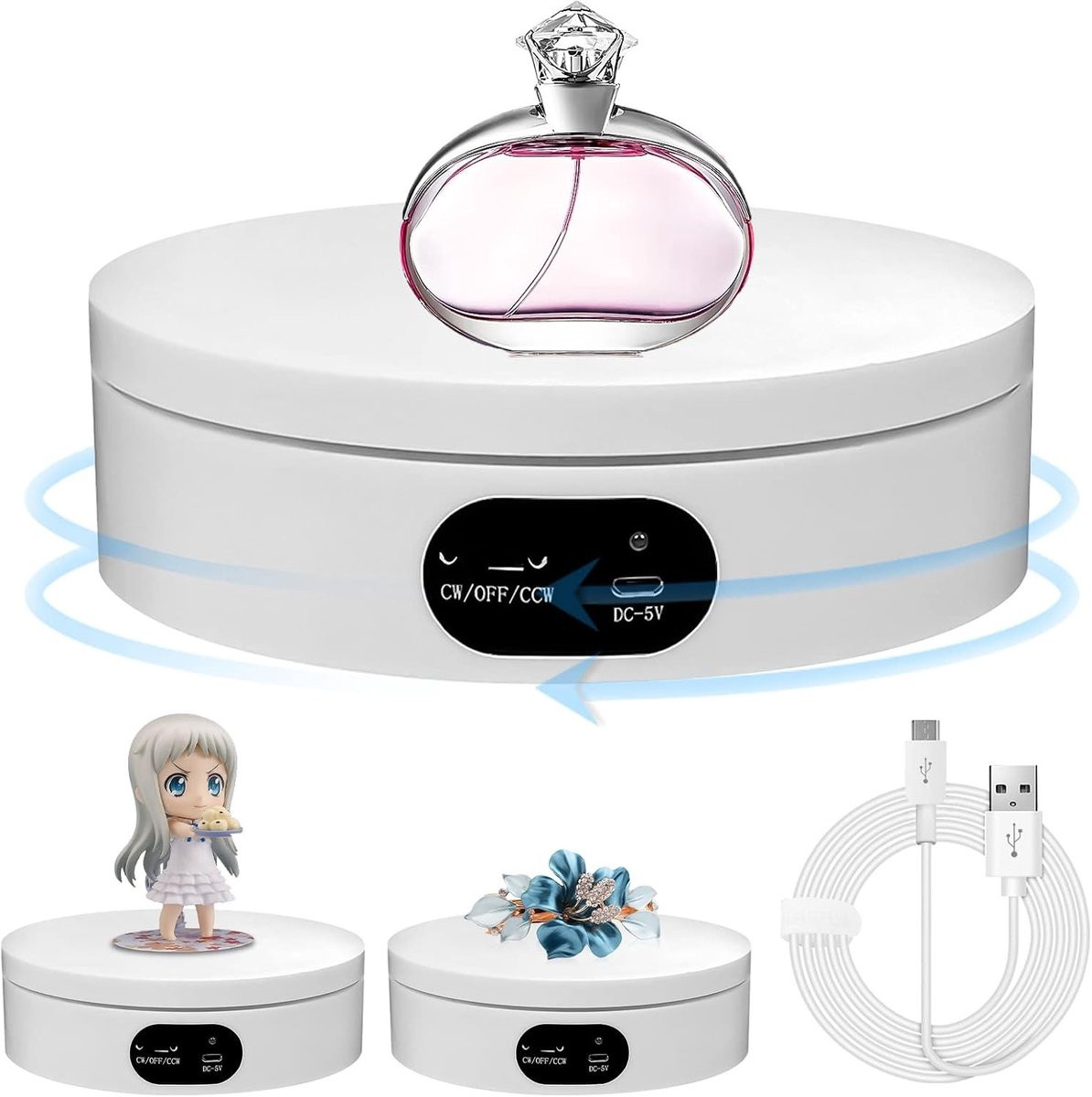 360 Graden Draaibare Elektrische Draaitafel voor Fotografie, Sieraden, Horloges en 3D Modellen