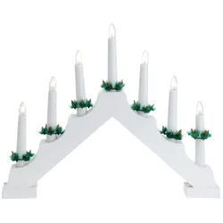 Kerzenbrücke Schwibbogen Lichterbogen aus Holz - 7 LED Kerzen - 30 cm weiß batteriebetrieben