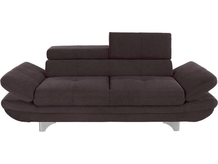 Polstergarnitur COTTA Enterprise , braun (mud), B:214cm, Sitzmöbel-Sets, Polstergarnitur, Set bestehend aus: 2-Sitzer mit Kopfteilverstellung & Hocker