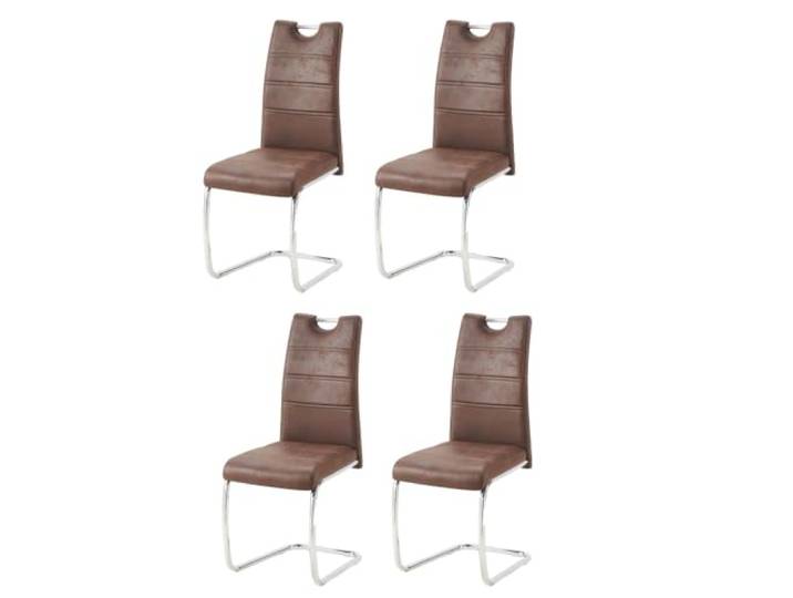 Casa Vital Esszimmerstuhl Roman, 4er-Set, 42x42x95 cm, Esszimmermöbel, gepolstert, Mikrofaserbezug, Metallkufengestell, max. Belastbarkeit 120 kg (Braun)