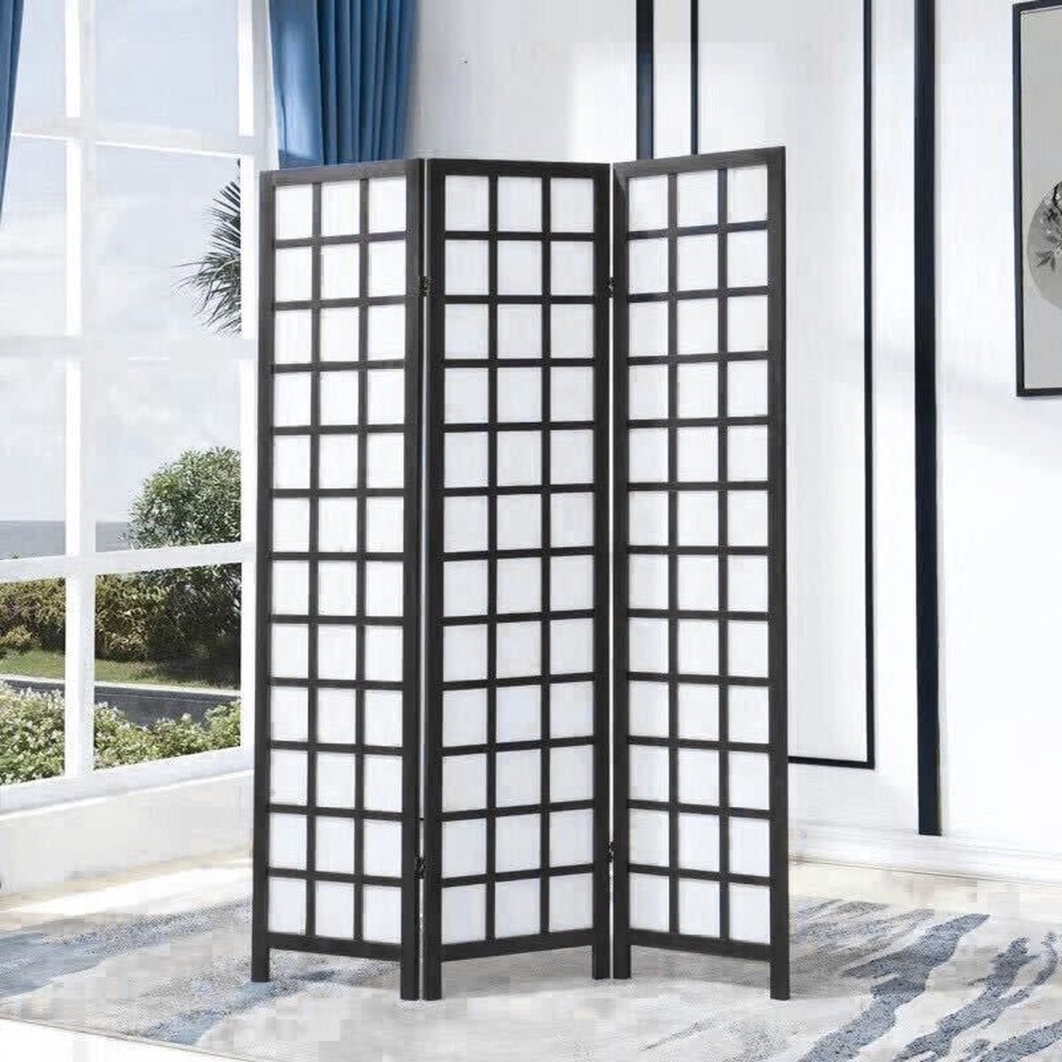 Fine Asianliving Japans Kamerscherm Shoji Nara - Zwart - B: 135 cm, H: 180 cm