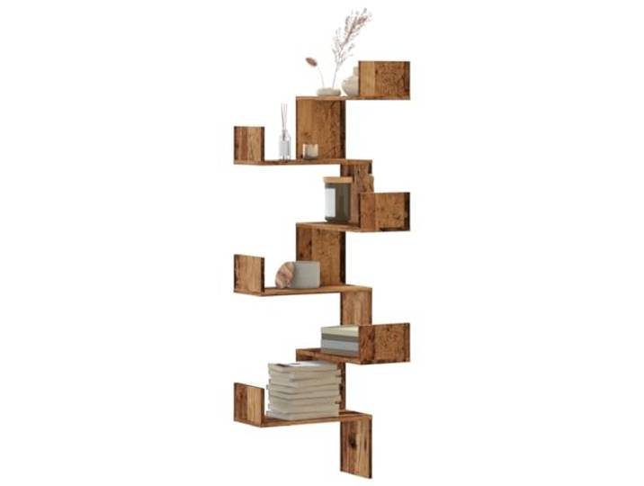 KTHLBRH Eckregal für die Wand, antikes Holz, 45 x 45 x 147 cm, mehrschichtiges Design, praktisch, platzsparend, für Wohnzimmer, Schlafzimmer, dekoratives Accessoire, robust, stabil, langlebig
