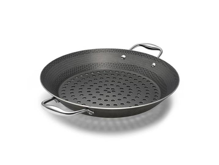 HexClad BBQ Grillpfanne 30 cm – Edelstahl für Gas- & Induktionsherde Hybrid-Wabenstruktur, Antihaft bis 480°C, perforiert für Grillaroma, spülmaschinenfest, alle Herdarten