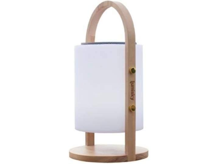 Lumisky - Lampe Led Enceinte Bt Sans Fil Poignée Bois Led
