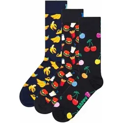 HAPPY SOCKS Happy Socks Unisex Socken, 3er Pack - Classic, Muster, Baumwollmischung, gemischte Farben, Größe 36-40 in Bunt Bunt