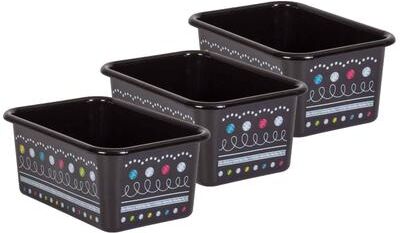 Teacher Created Resources Chalkboard Brights Small Plastic Storage Bin, Pack of 3
