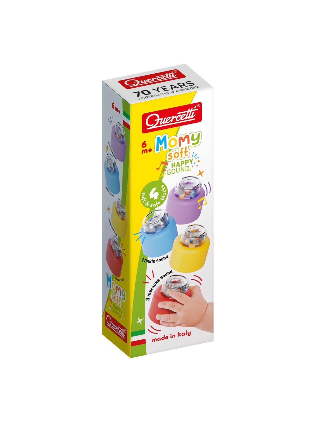 Quercetti Momy Soft - 18 weiche Bausteine, inkl. 2 mit Geräusch