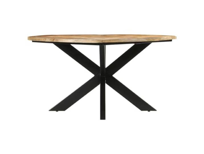 Esstisch Ø150x76 cm Massives Mangoholz Metallgestell Vintage Runde Tischplatte für Speisen und Getränke, robustes Metallgestell, individuelles Holzmaserungsmuster