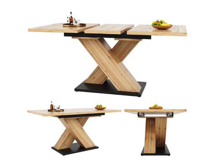 Feuille épaissie Table de salle à manger télescopique (119-158 5×80cm) table table de cuisine table à rallonge extensible à 11