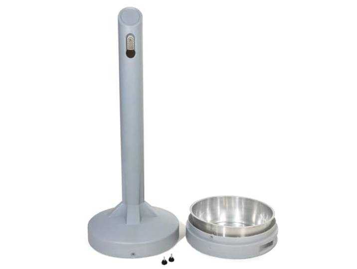 DENIOS® Premium Standaschenbecher für draußen rostfrei I Aschenbecher für draussen stehend I Standascher Outdoor I Großer Aschenbecher für draußen I Sicherheits-Standascher grau