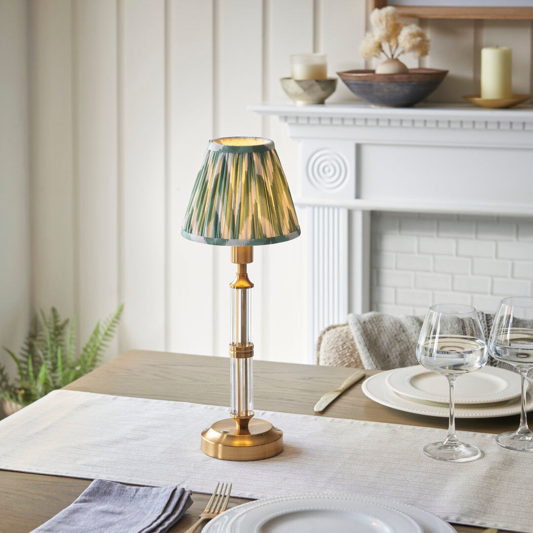 Heritage Hues Morton Rechargeable Metal Table Lamp Green 40cm H X 16cm W X 16cm D