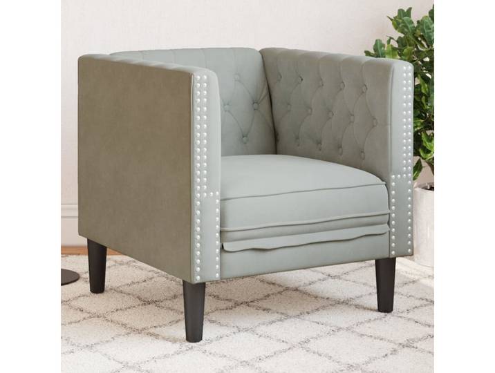 vidaXL Sessel, Chesterfield-Sessel Hellgrau Samt
