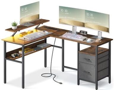 No Shaped Desk with Power Outlets