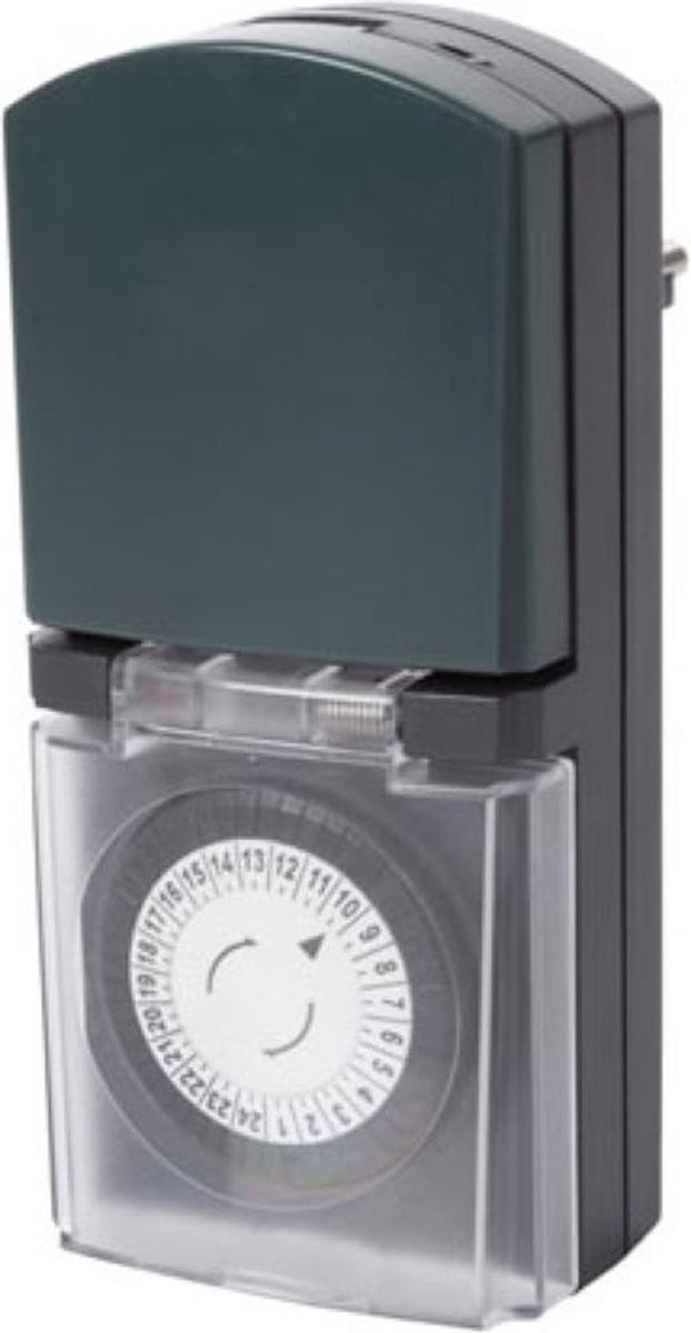 Perel Analoge mechanische timer voor buitengebruik, 230 V, 16 A, 3680 W, IP44, zwart