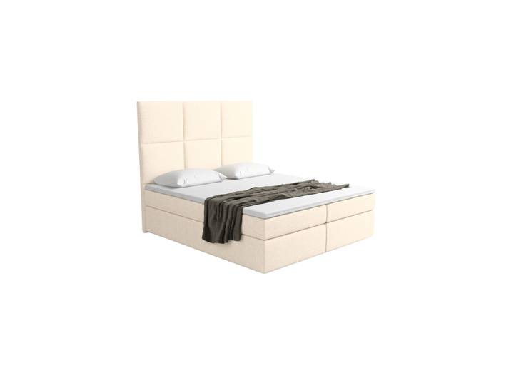 Design Boxspringbett „Maravella“ mit Ablagefach, Webstoff Cream Strukturstoff Cream BLOOMINGLOFT Collection