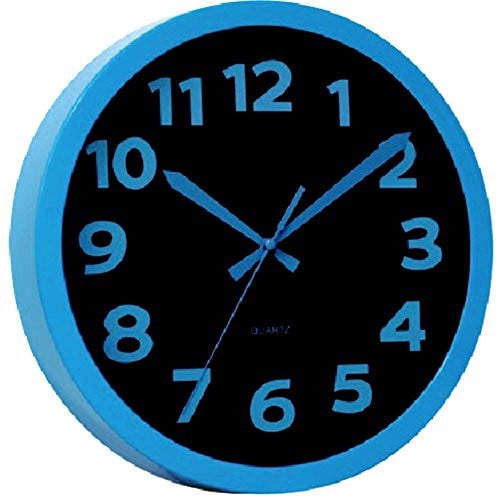 Techno Line WT 7420 Moderne Wandklok Blau met Kunststof Frame, Diameter: 25,5 cm