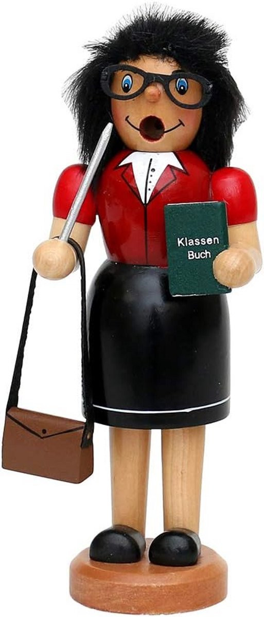 Houten Rookfiguur Leraar, Hoogte: 19 cm