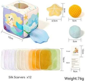 ilyeco Magic Tissue Box Toy For Babies Montessori Sensory Cloth Book, Soft Rattle Game Finger Exercising Busy Board Educational set 3