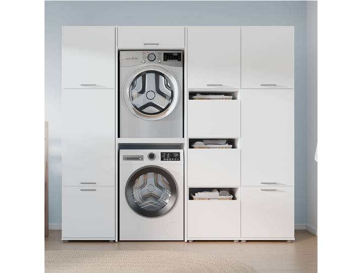 Armoire 1 porte 50cm Blanc/Blanc