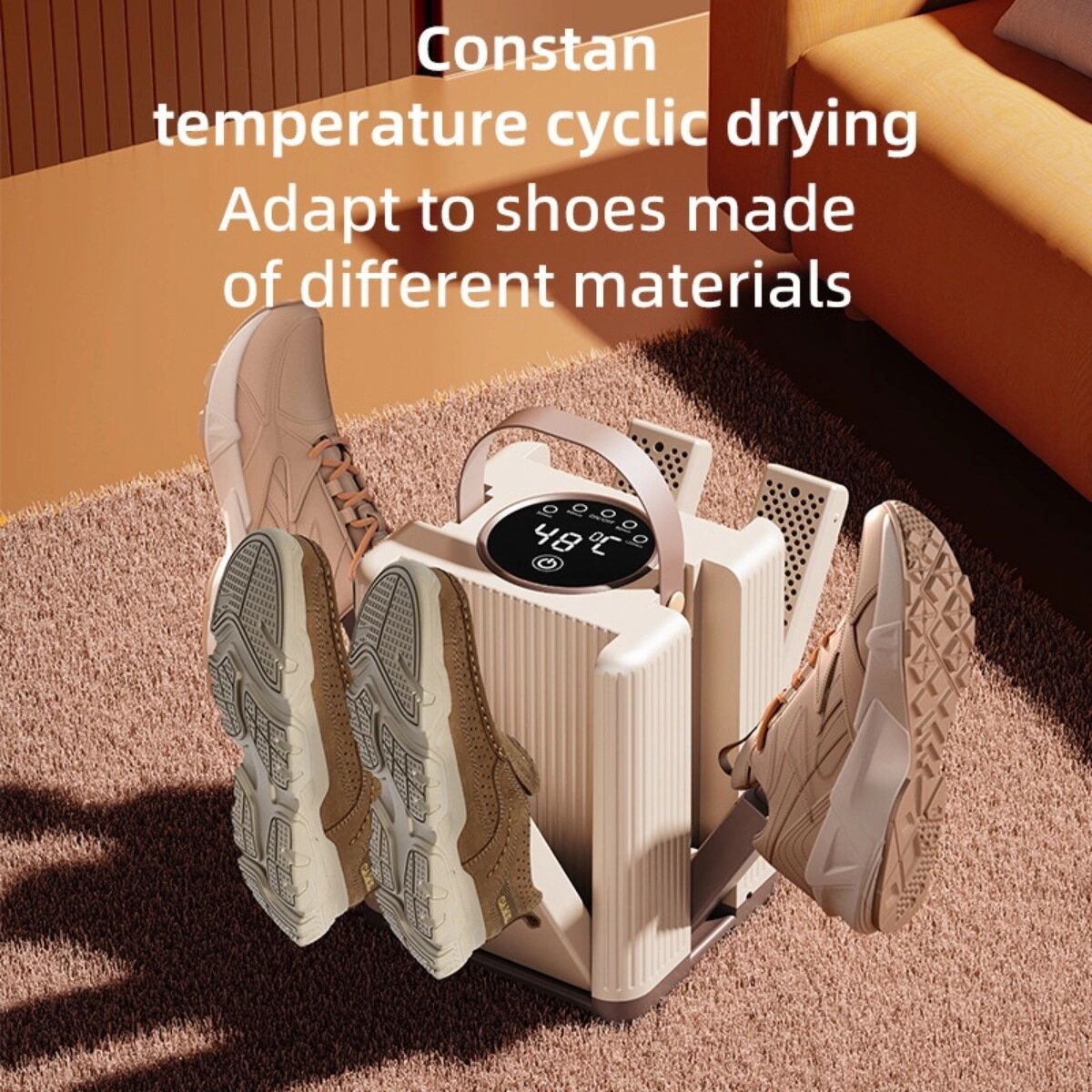 INF Faltbarer 6-Arm-Schuh- und Sockentrockner mit Touch-Bedienung, Timer und konstanter Temperatur
