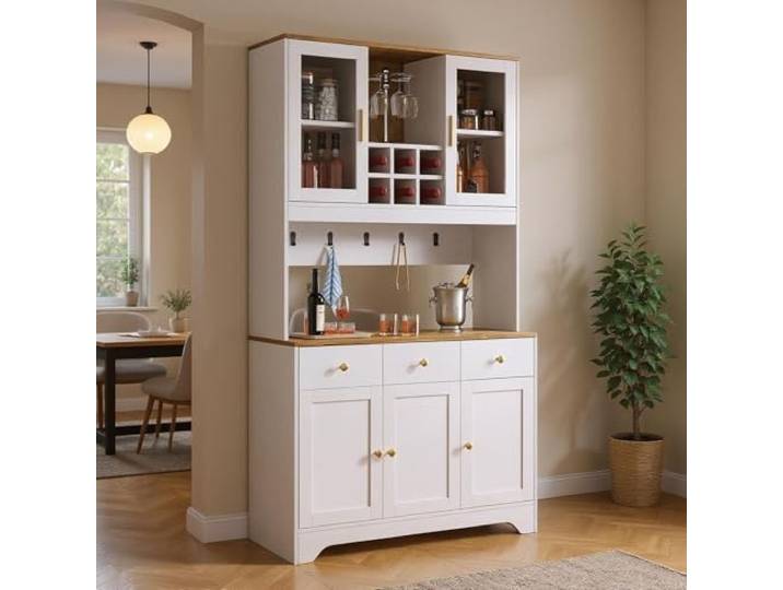 FurnitureR Weiße Kücheninsel, Moderne Design-MDF-Konstruktion, geräumige Aufbewahrung, perfekte Küche Organisation, einfache Montage, robuste Struktur