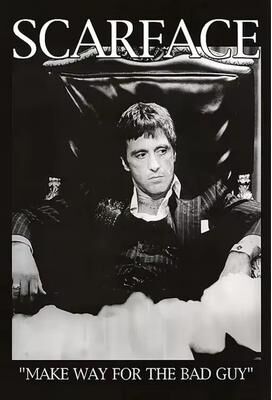Inspired Finds Scarface Tony Montana Canvas Poster Gangster Movie Wall Art Print bad Guy 15.75x23.62in No Frame