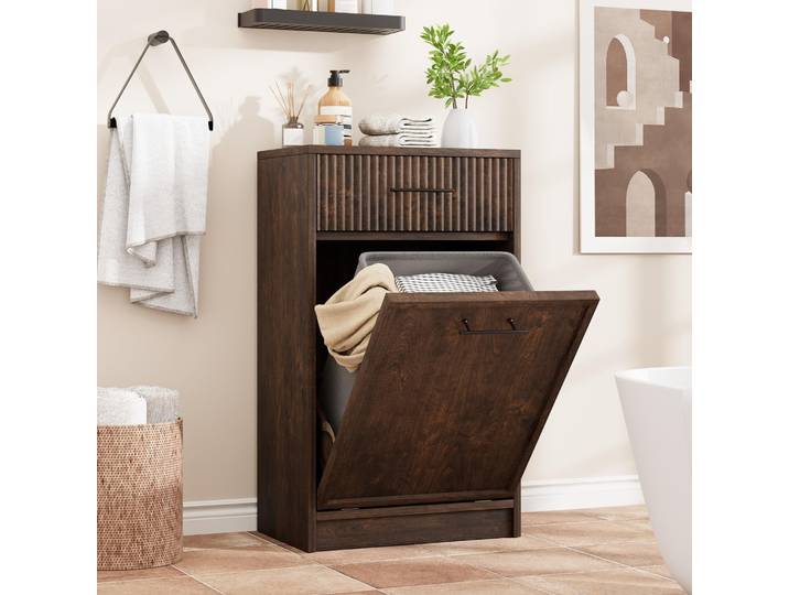 Armoire à déchets dissimulée inclinable de 10 gallons avec tiroir, armoire à déchets en bois autoportante, armoire à déchets anti-chien pour cuisine, salle à manger, salon