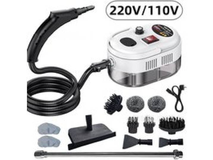Nettoyeur vapeur haute pression portable 1500W haute température avec ensemble luxe 13 pièces pour maison Blanc
