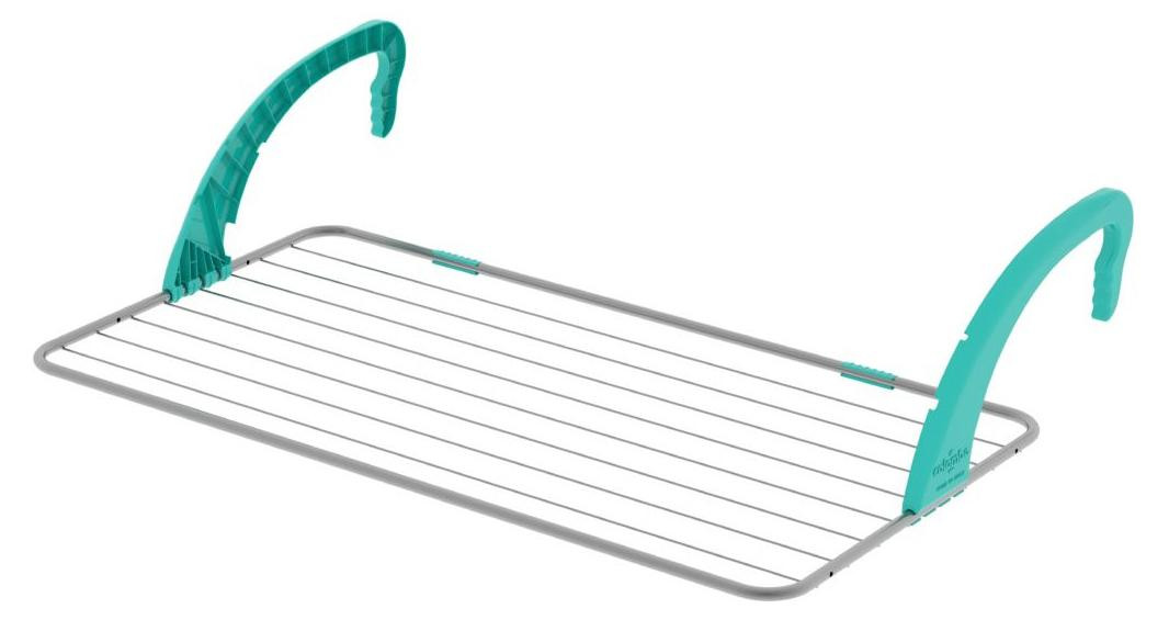 Colombo New Scal Balcony 10 Inklapbare wasrek voor balkon, Staal, Grijs en Turquoise, 10 meter