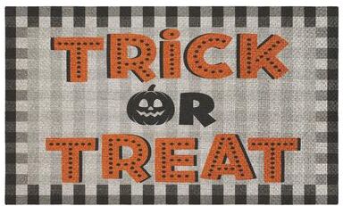"Stupell Trick Or Treat Gingham Outdoor Door Mat, design by Marcus Prime, 18""x30"""