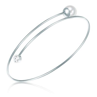 Armreif LULU & JANE "LJ75", silber (silber, weiß), Armbänder, Damen, Glas, Armreif, Messing