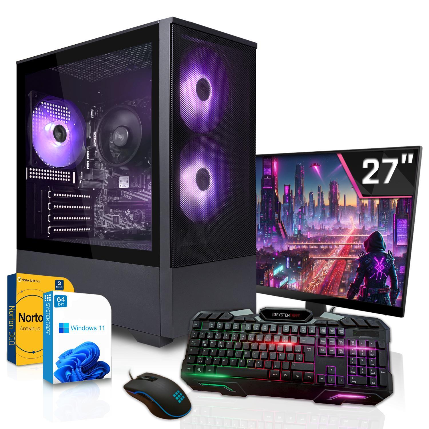 SYSTEMTREFF Gamer Komplett-Paket - Ryzen 5 8500G - Radeon 740M - 16GB DDR5 - 1TB NVMe - 27 Zoll Monitor - Windows 11 Pro - Desktop PC