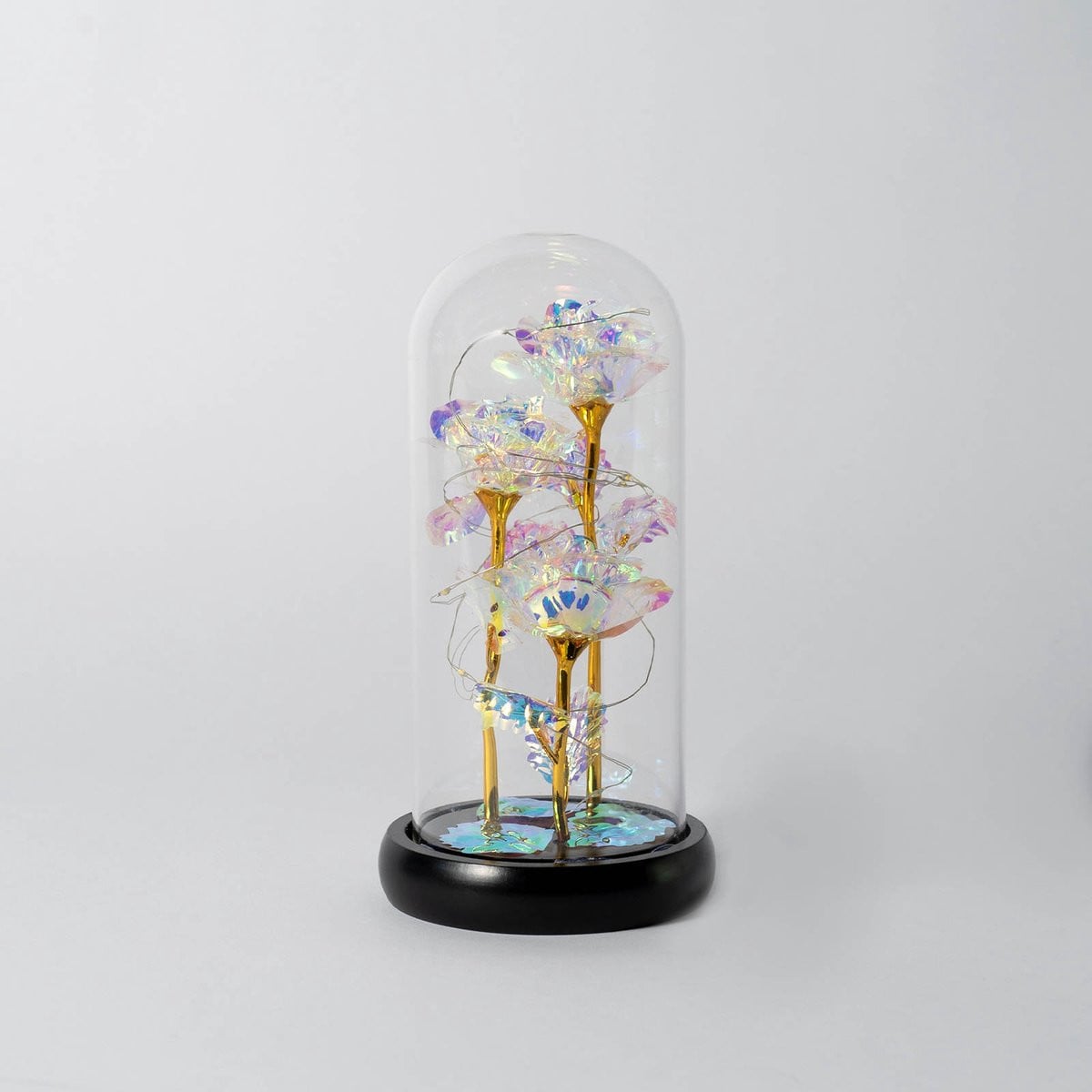 Vastu Triple Galaxy Roos in Glazen Stolp Decoratie