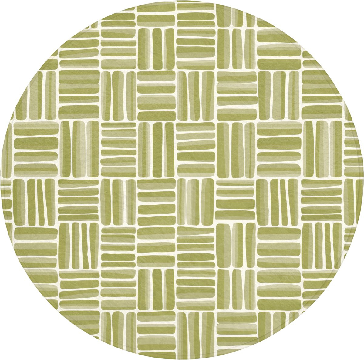 OnlyWow Ronde Badmat Groen - Antislip - Vlechtpatroon - Diameter: 70 cm