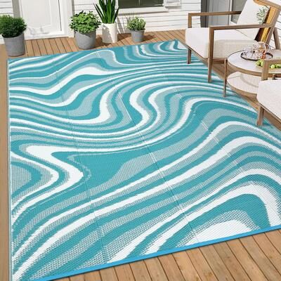 Garvee Waterproof Reversible Modern Abstract Outdoor Rug